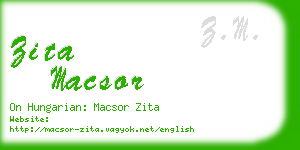 zita macsor business card